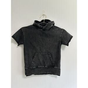 Little Bipsy Boys Hoodie Terry Black‎ Acid wash Short Sleeve Pullover Sweatshirt